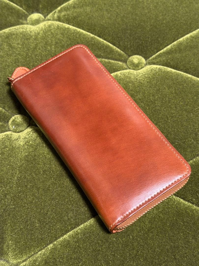 GANZO シェルコードバン2 ラウンドファスナー　長財布　ナチュラル