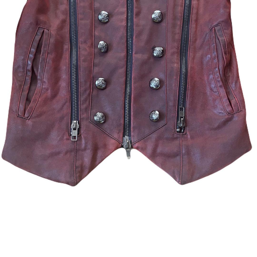 Y2K ライダースジャケット 革 赤 レッド 平成 古着 冬服　光沢