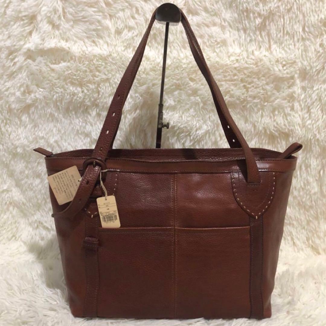 未使用✨ゲンテン　トスカ レザー　トートバッグ　工具ロゴ ミニハンドバッグ付き