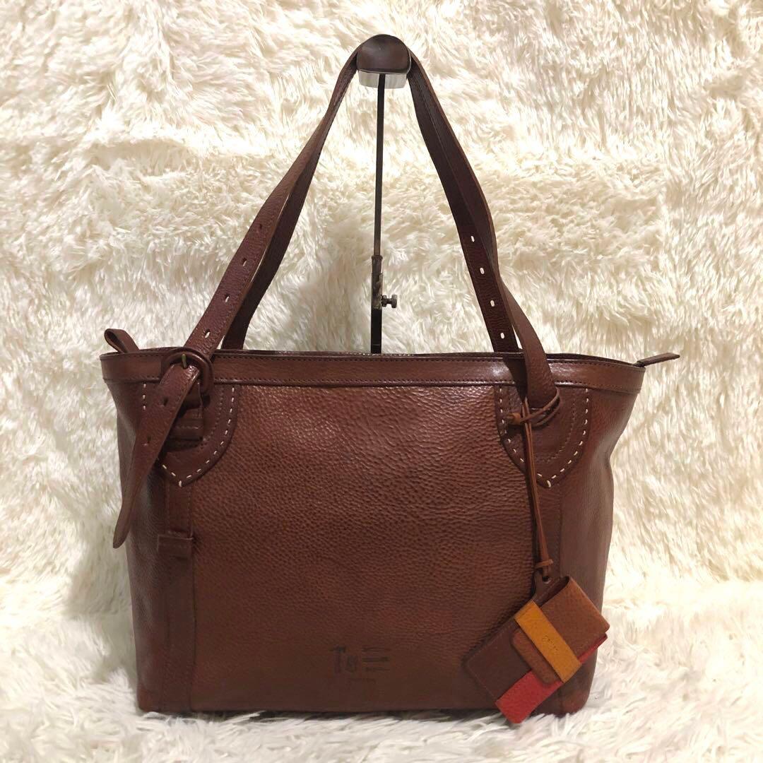 未使用✨ゲンテン　トスカ レザー　トートバッグ　工具ロゴ ミニハンドバッグ付き