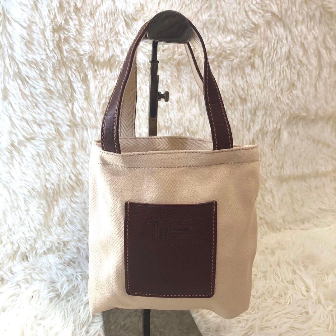 未使用✨ゲンテン　トスカ レザー　トートバッグ　工具ロゴ ミニハンドバッグ付き