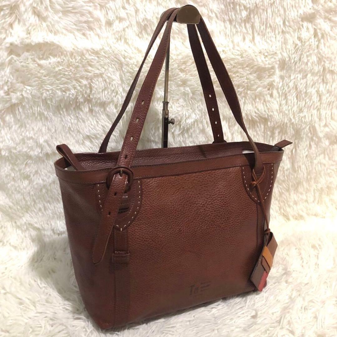 未使用✨ゲンテン　トスカ レザー　トートバッグ　工具ロゴ ミニハンドバッグ付き