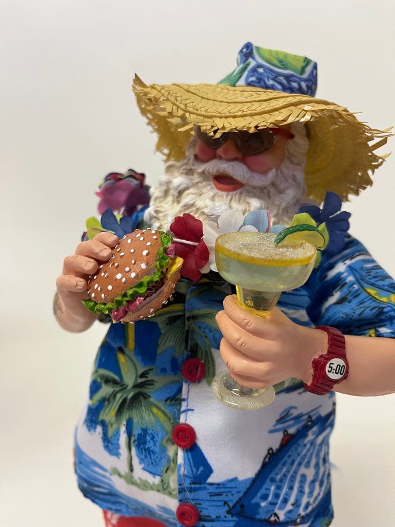 ハワイアンシャツ ハンバーガー サンタクロース フィギュア 置物 クリスマス