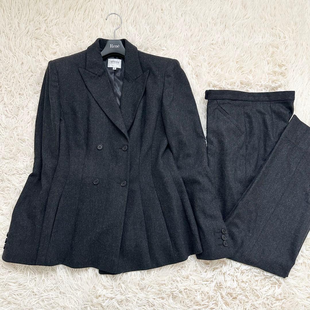 美品✨アルマーニコレツォーニ　カシミヤ混　大きいサイズ パンツスーツ　黒系
