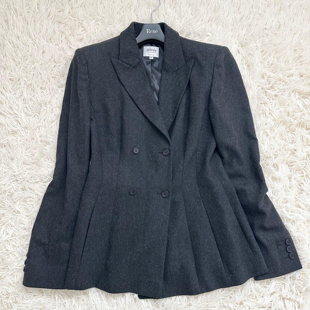 美品✨アルマーニコレツォーニ　カシミヤ混　大きいサイズ パンツスーツ　黒系