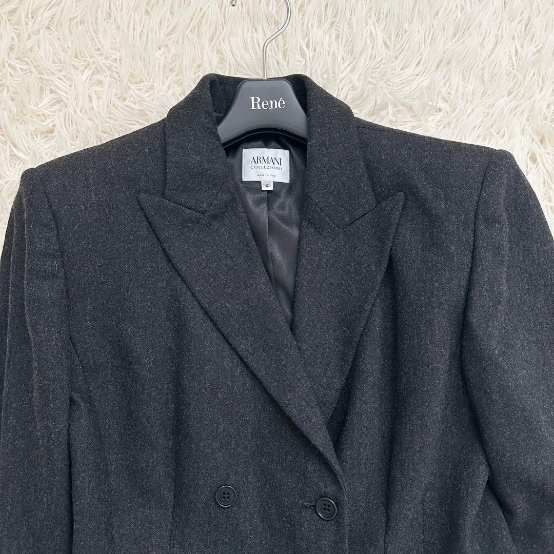 美品✨アルマーニコレツォーニ　カシミヤ混　大きいサイズ パンツスーツ　黒系