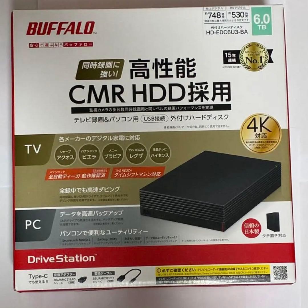 【新品開封済】　BUFFALO HD-EDC6U3-BA 6.0TB 外付け