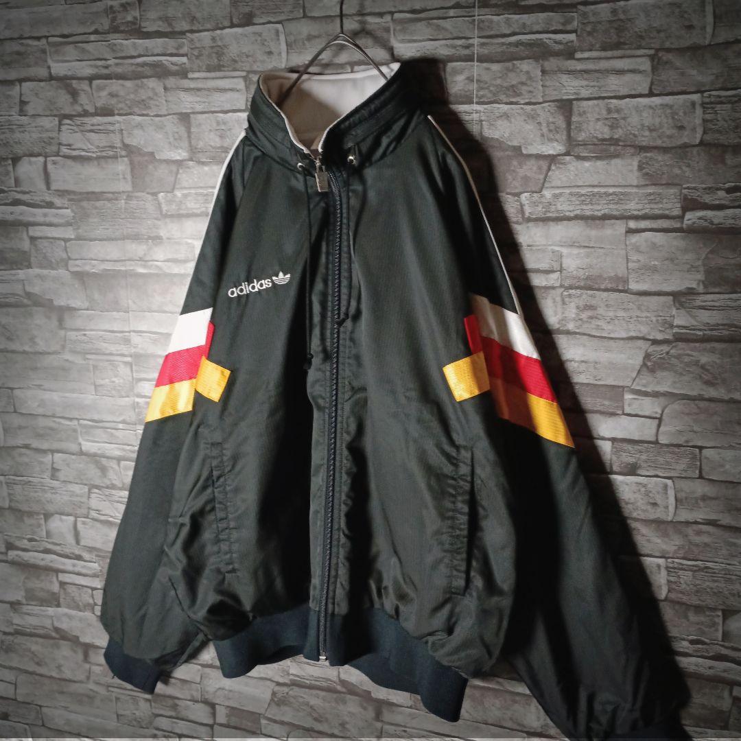当時物☆90sアディダスナイロンジャケット デサント 刺繍ロゴ ワイド 短丈