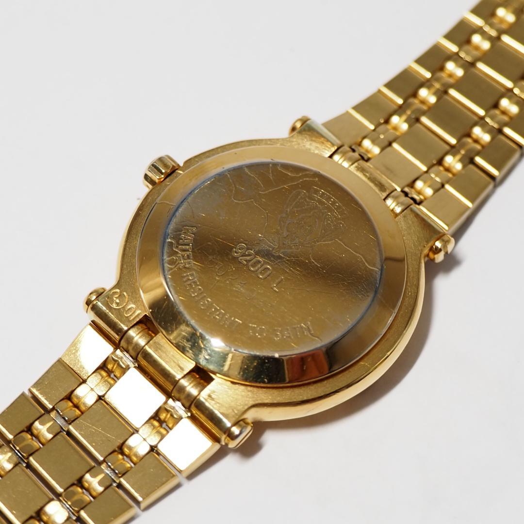 美品 グッチ GUCCI 9200L ゴールド文字盤 デイト 腕時計 H418