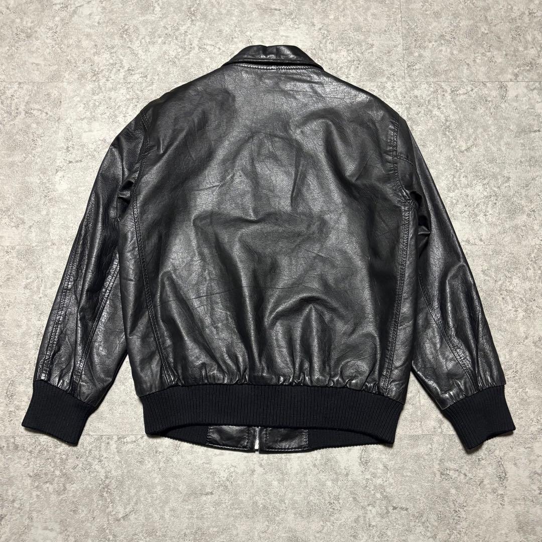 【archive】レザージャケット　ブルゾン　 L チェック柄　短丈　ショート丈