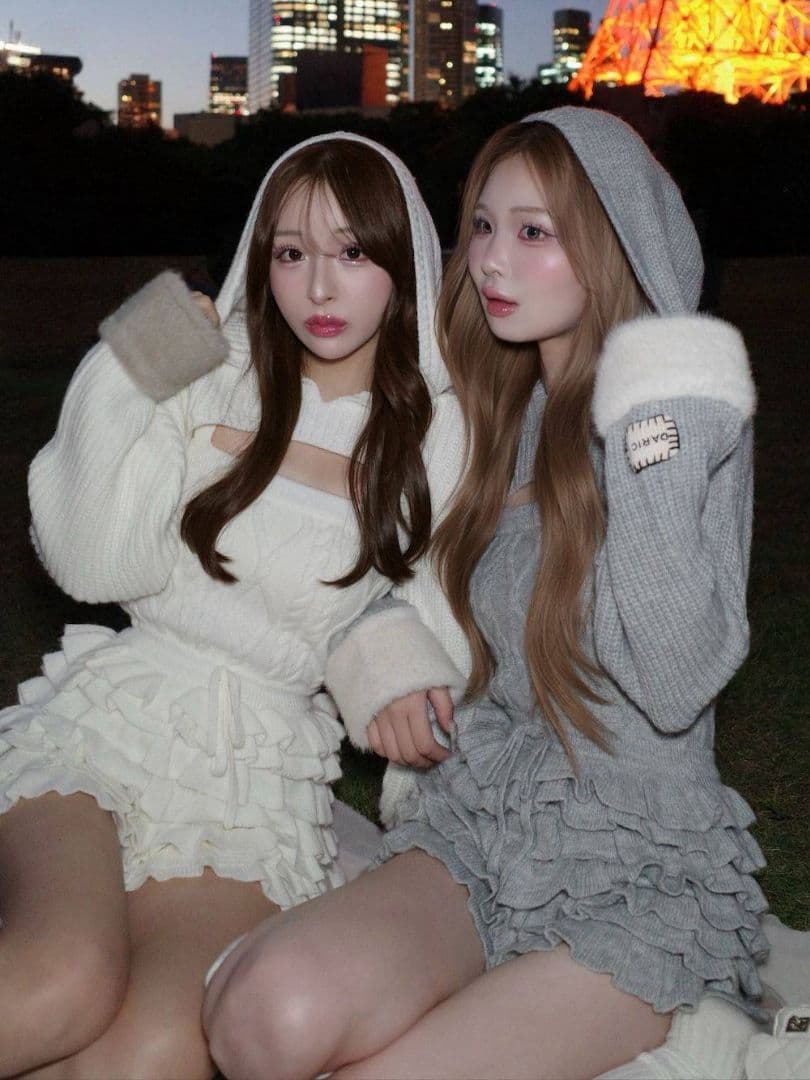 ダーリッチ フリルニットコンビネゾン ホワイト