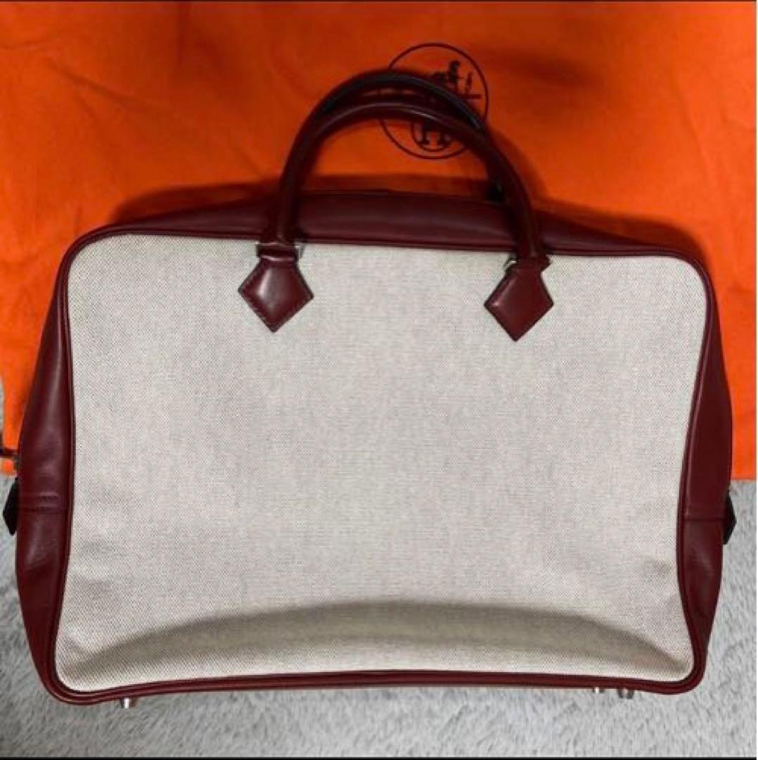 HERMES エルメス　バッグ プリュムドッグ　新品　コットン赤とベージュ