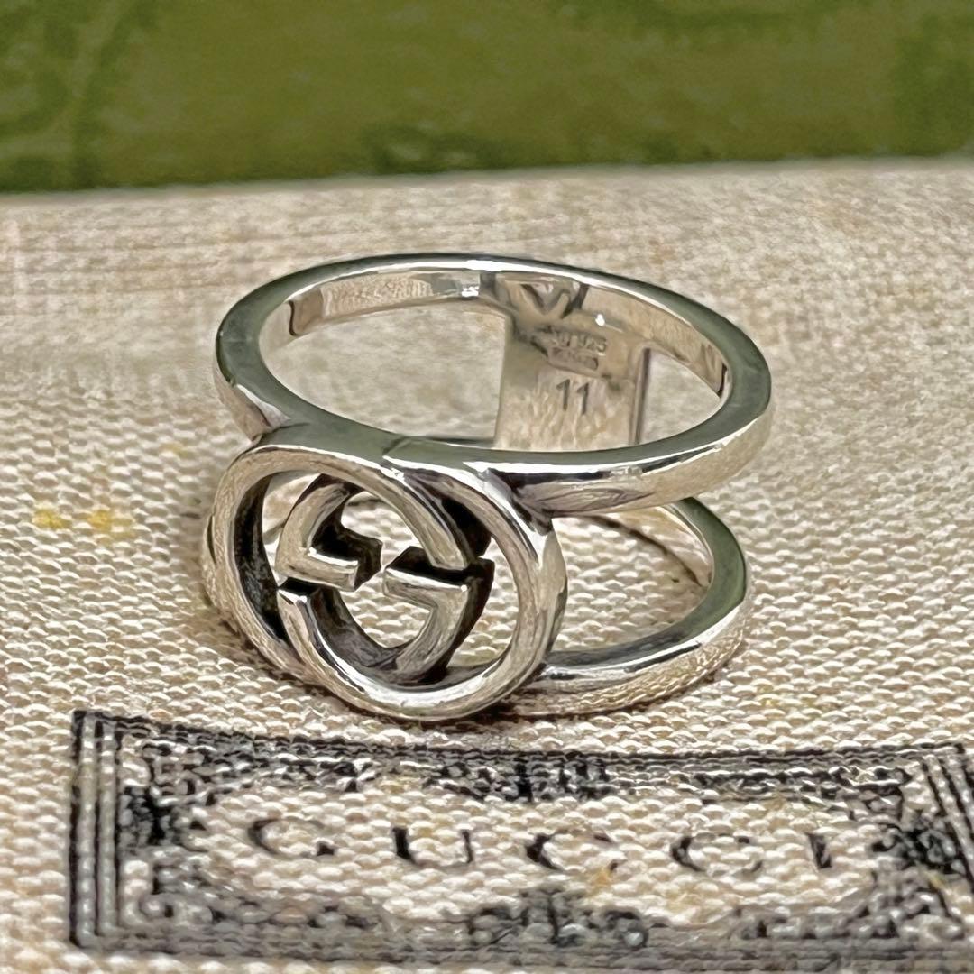 極美品 GUCCI 指輪 リング インターロッキング　シルバー ロゴ 11号