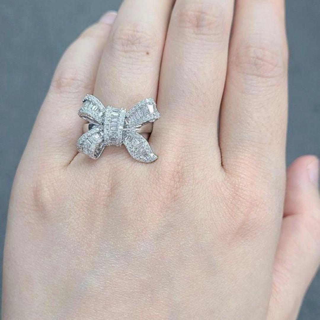 天然ダイヤモンド1 ctリボンモチーフ リング k18 wg