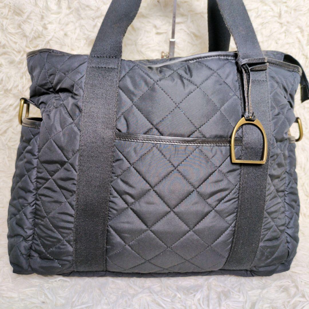 ポロラルフローレン　マザーズバッグ　キルティング　2way　おむつ替えシート　黒