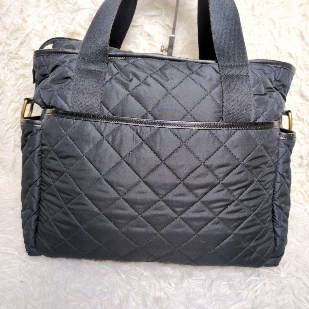 ポロラルフローレン　マザーズバッグ　キルティング　2way　おむつ替えシート　黒