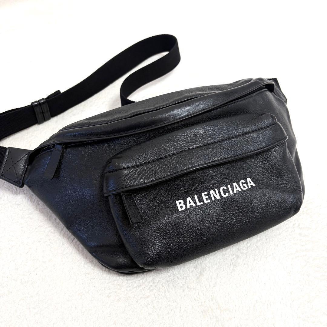 【美品】バレンシアガ エブリデイ ベルトバッグ ボディバッグ ブラック レザー