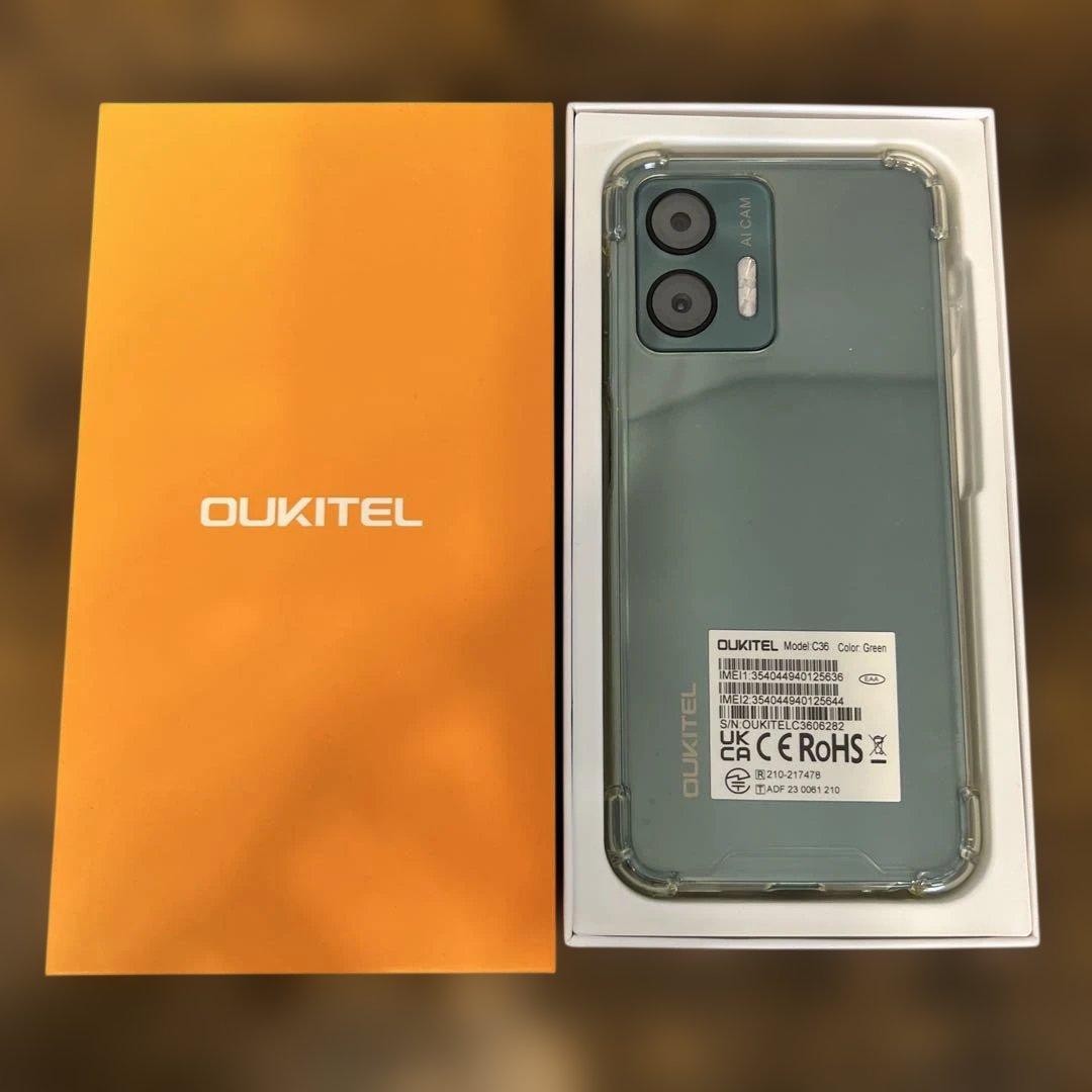 OUKITEL C36 グリーン SIMフリースマホ本体 充電器付き