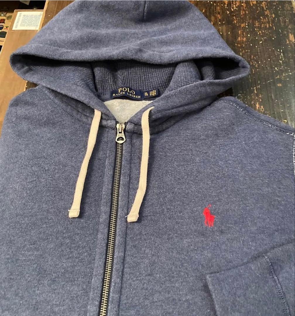 『POLO Ralph Lauren 』ジップパーカー ネイビー×赤ワンポイント