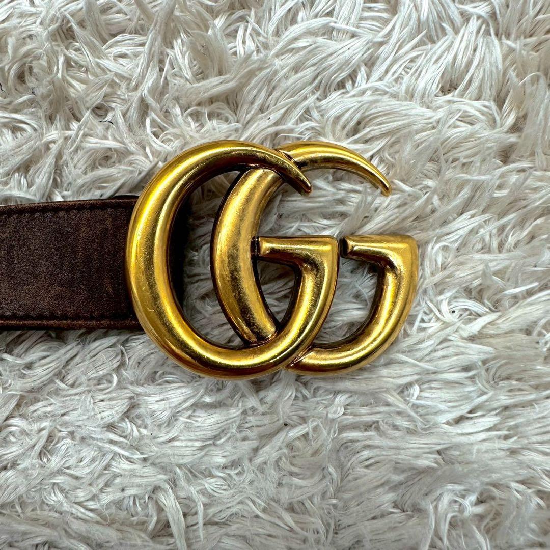 グッチ ベルト ブラウン マーモント ゴールドロゴ レザー ユニセックス