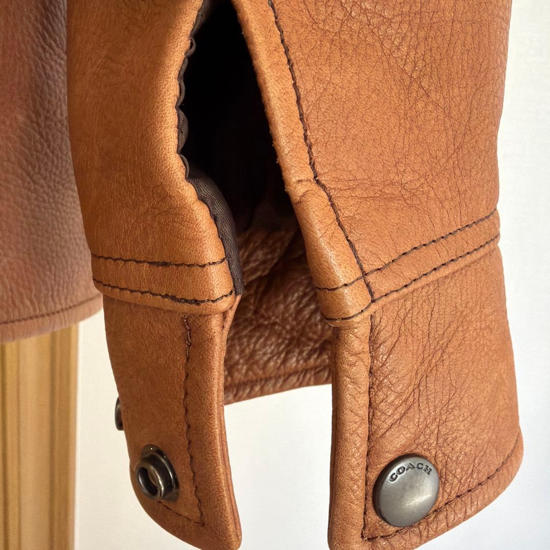 COACH ブラウン シングルライダースジャケット S 牛革