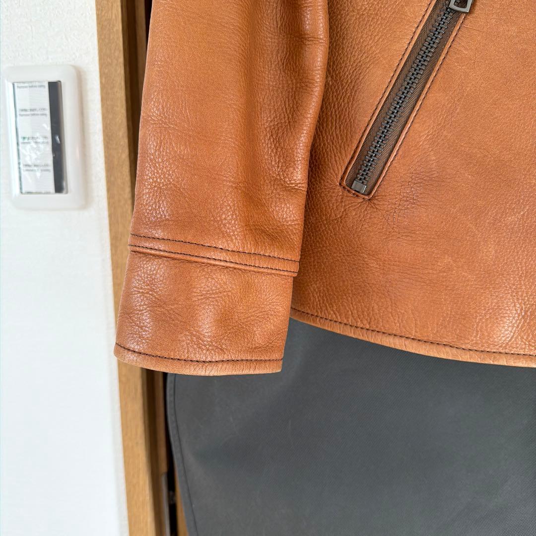 COACH ブラウン シングルライダースジャケット S 牛革
