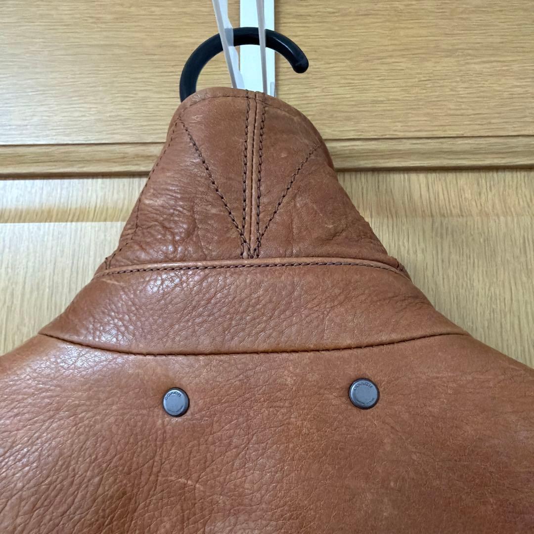 COACH ブラウン シングルライダースジャケット S 牛革