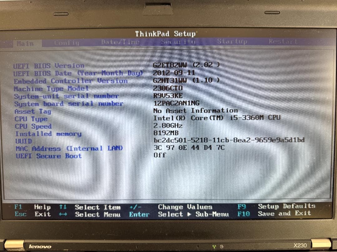 Lenovo ThinkPad X230 本体