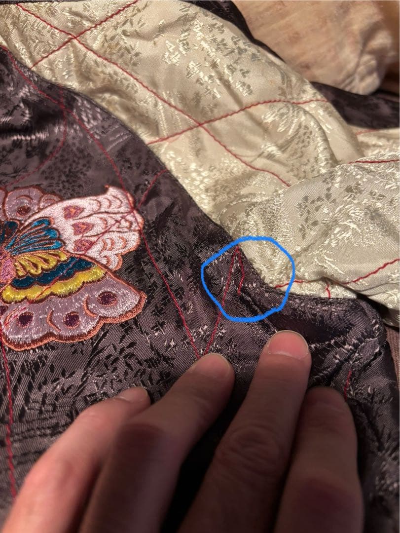 蝶と花刺繍 スカジャン 花旅楽団