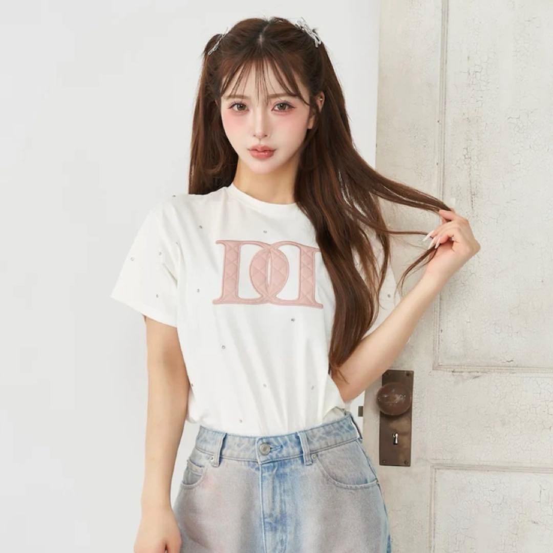 【正規品】darich キルティングアップリケビジューTシャツ ホワイト