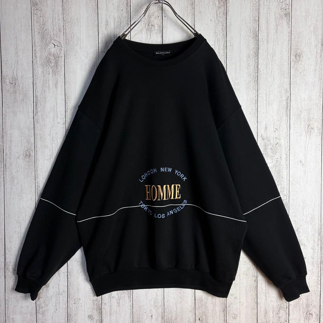 372【未使用級】バレンシアガ☆刺繍ロゴ入りスウェット Homme 17AW