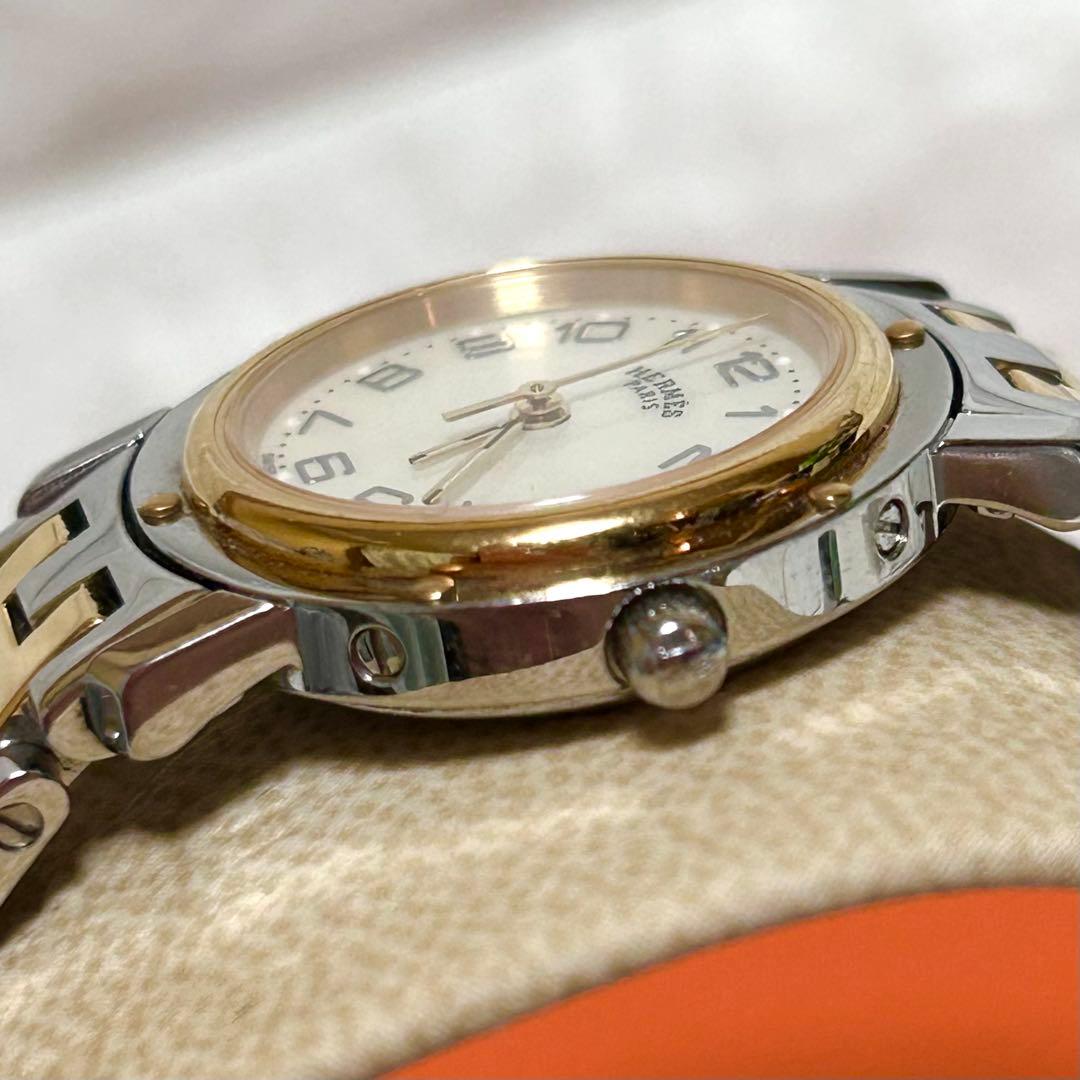 なっちゃんHERMESクリッパーCL4.220 シェル文字盤　コンビ腕時計