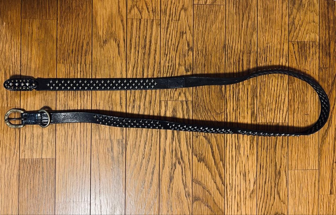 CALEE スタッズ ナローベルト レザー ダークブラウン ヴィンテージ