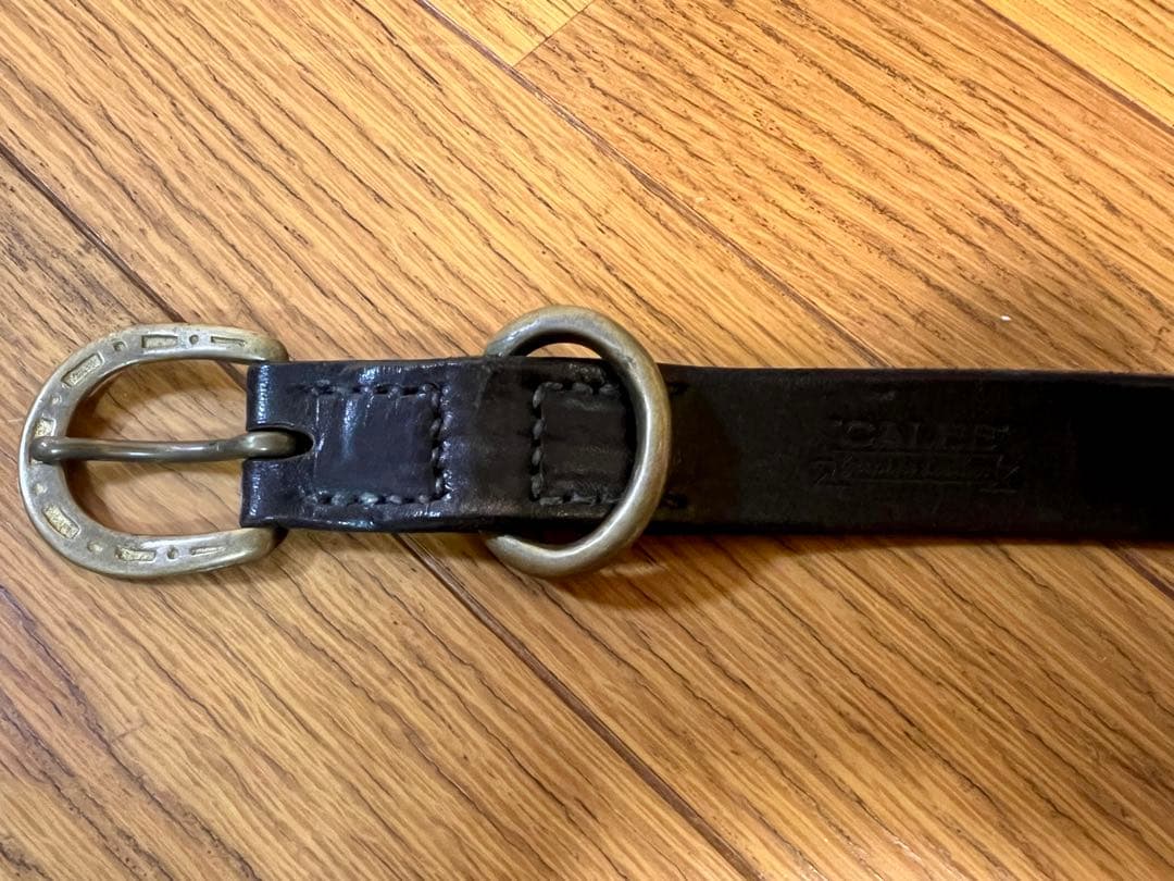 CALEE スタッズ ナローベルト レザー ダークブラウン ヴィンテージ