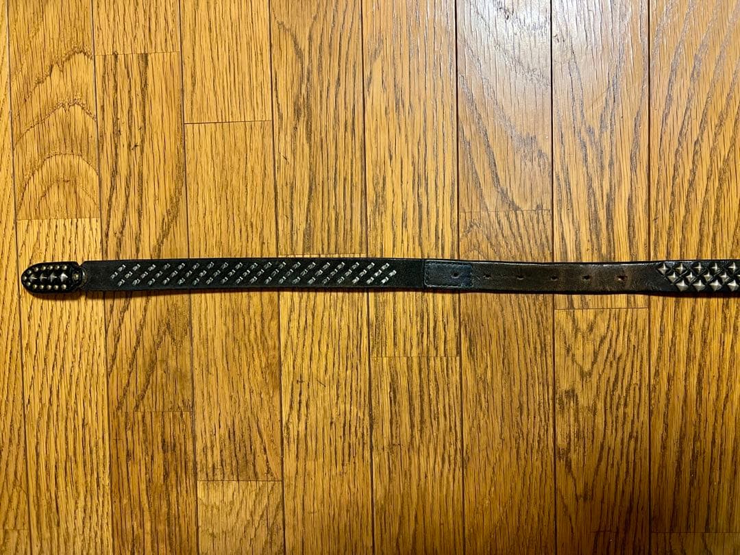 CALEE スタッズ ナローベルト レザー ダークブラウン ヴィンテージ