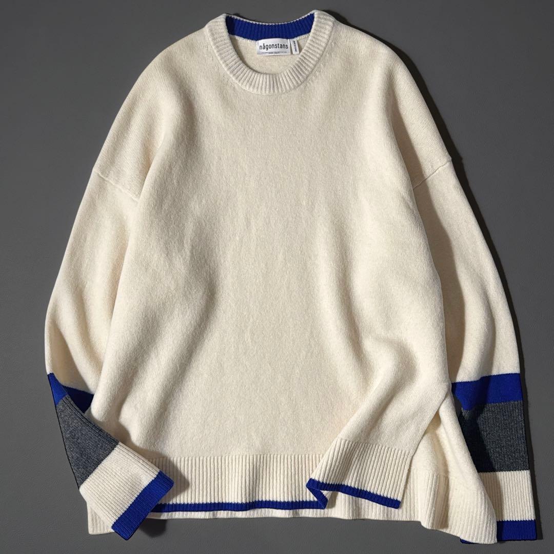 ナゴンスタンス ニット アームカバー プルオーバー バイカラー ブルー