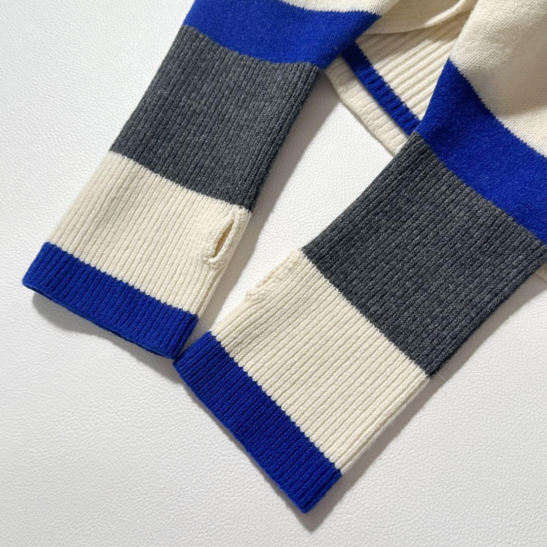 ナゴンスタンス ニット アームカバー プルオーバー バイカラー ブルー