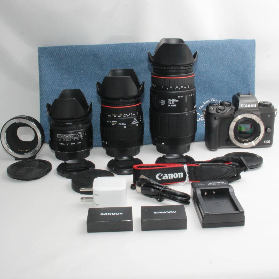 ❤️予備バッテリー&カメラバック付き❤️キヤノン EOS M5 トリプルレンズ