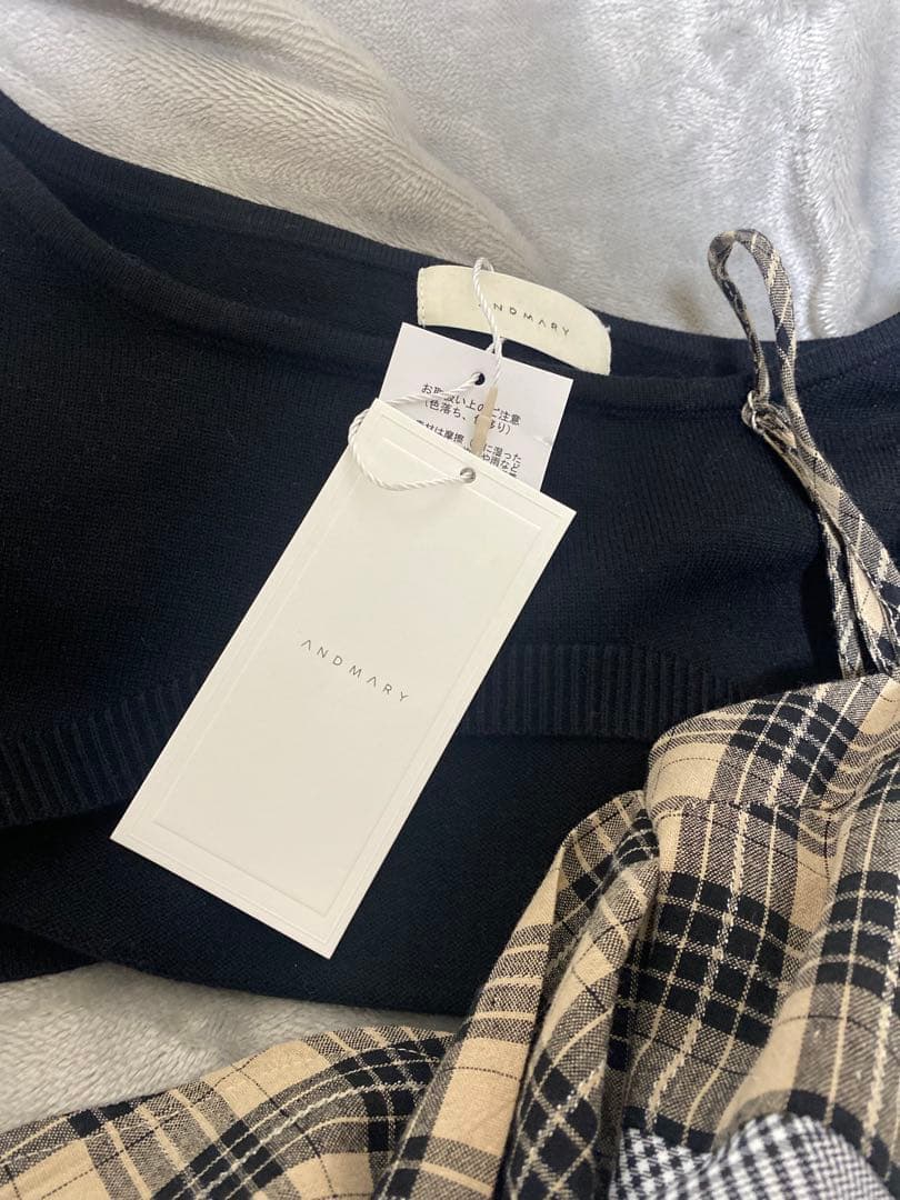 andmary Juni check dress beige 未使用