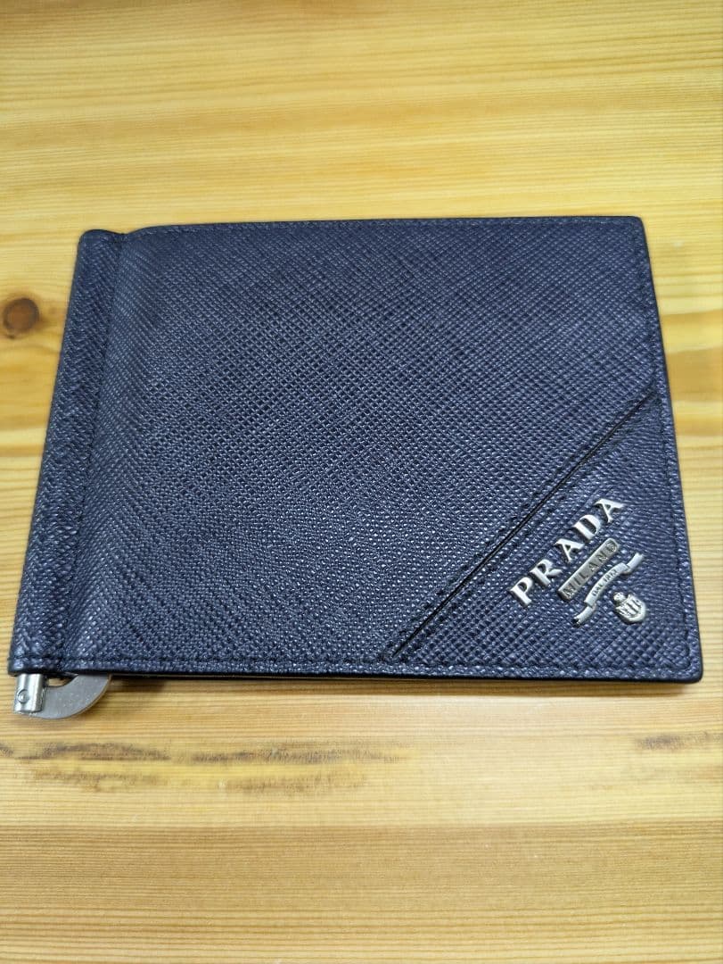PRADA サフィアーノ ネイビー マネークリップ