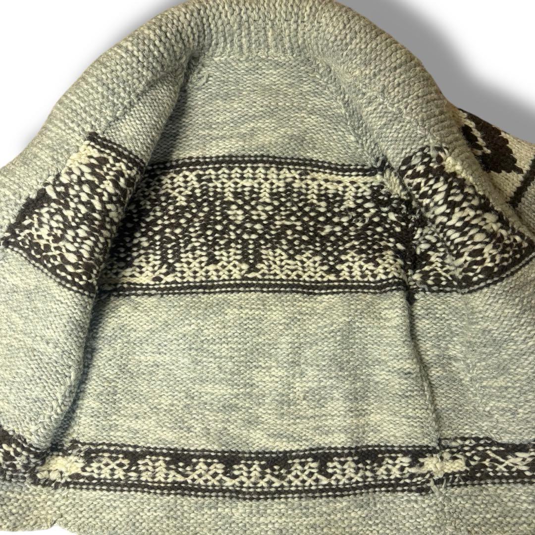 XL位 カウチンニット カウチンガウン ノルディク柄 肉厚 グレー カーディガン