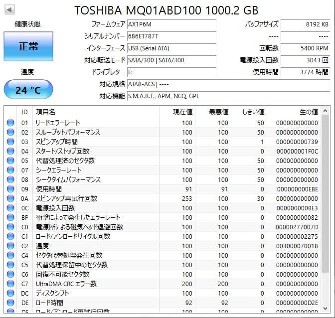 ✨4個セット✨HDD 1000GB✨大容量1TB✨2.5インチ✨05-04