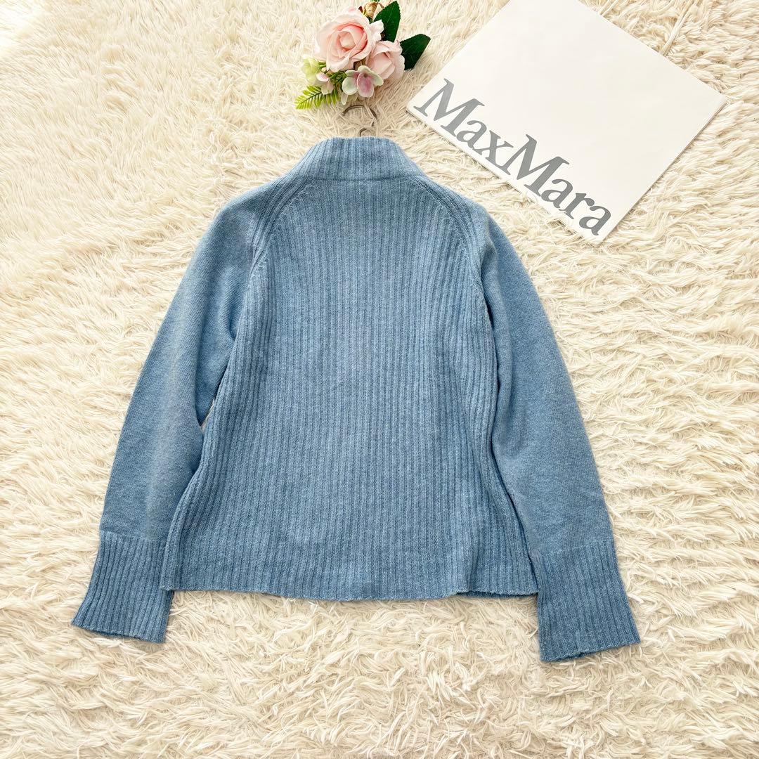 ウィークエンドマックスマーラ　カシミヤアンゴラ　ダブルジップニット　ブルー　L