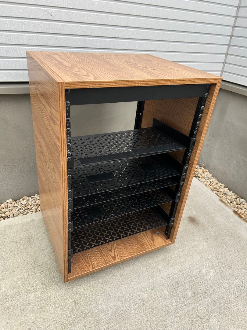 木目調 × スチール製 オーディオラック／AV機器ラック／ラック　キャスター付き