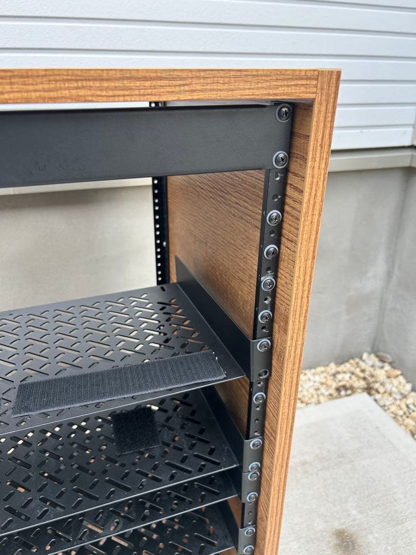 木目調 × スチール製 オーディオラック／AV機器ラック／ラック　キャスター付き