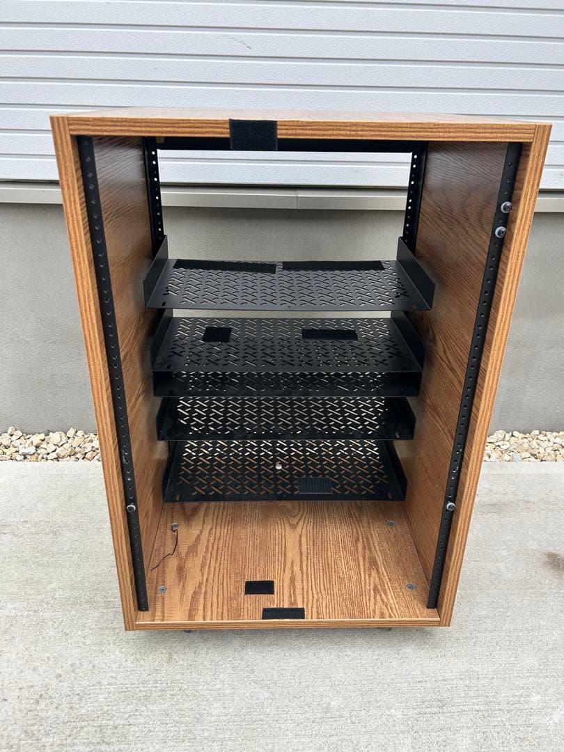 木目調 × スチール製 オーディオラック／AV機器ラック／ラック　キャスター付き