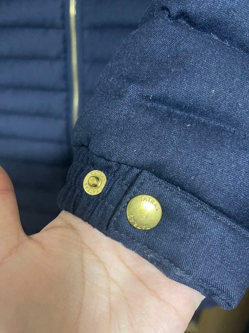 値下　TATRAS ネイビー ロングダウンジャケット ファー付き