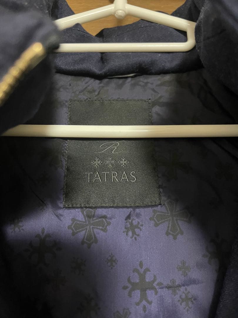 値下　TATRAS ネイビー ロングダウンジャケット ファー付き