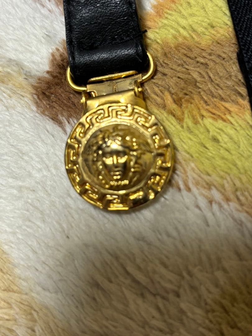 レザーサスペンダー 黒 VERSACE