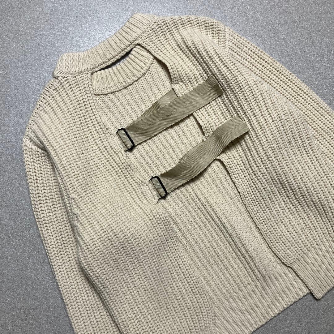 【美品✨近年モデル】HYKE 片畦編み ニット 背あき ウール100% ハイク